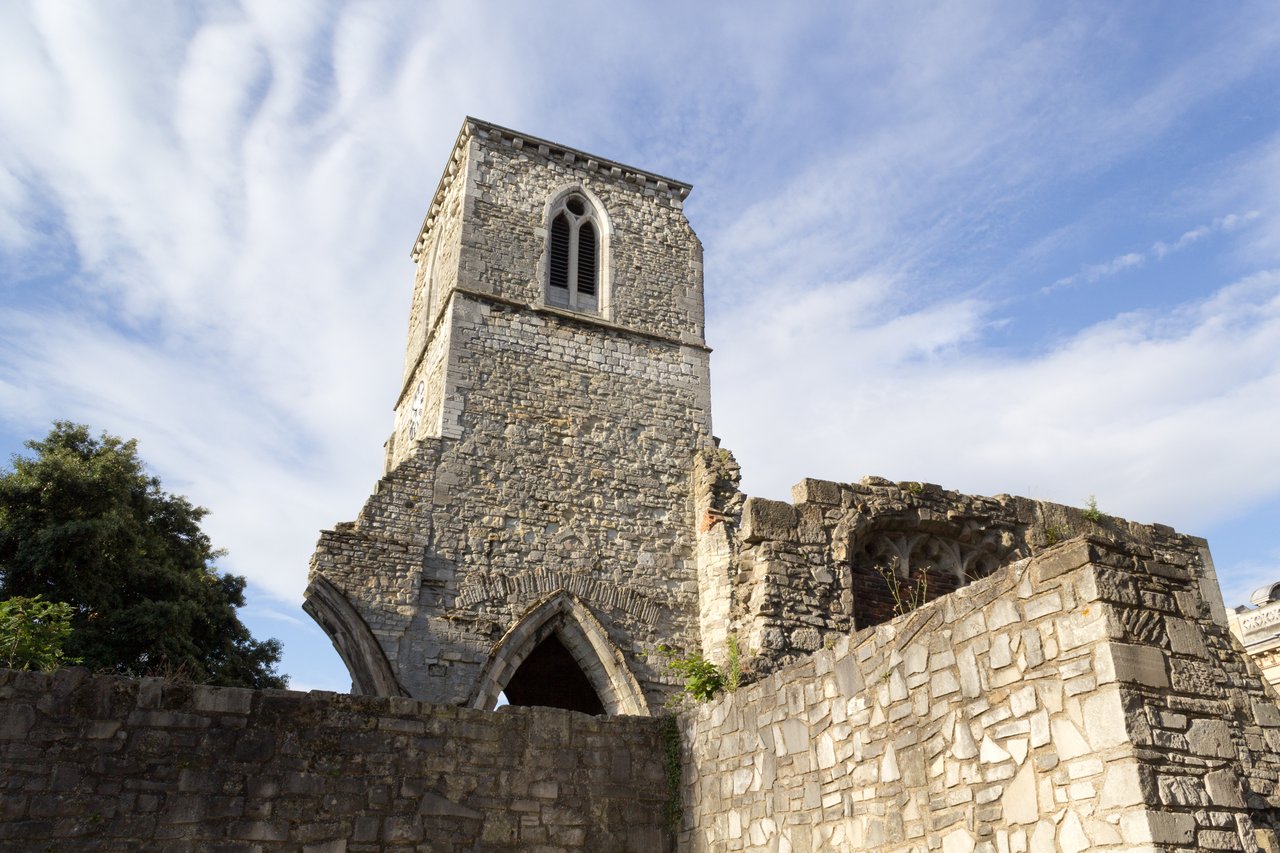 The tower and ruins of Holy Rood Church, Southampton